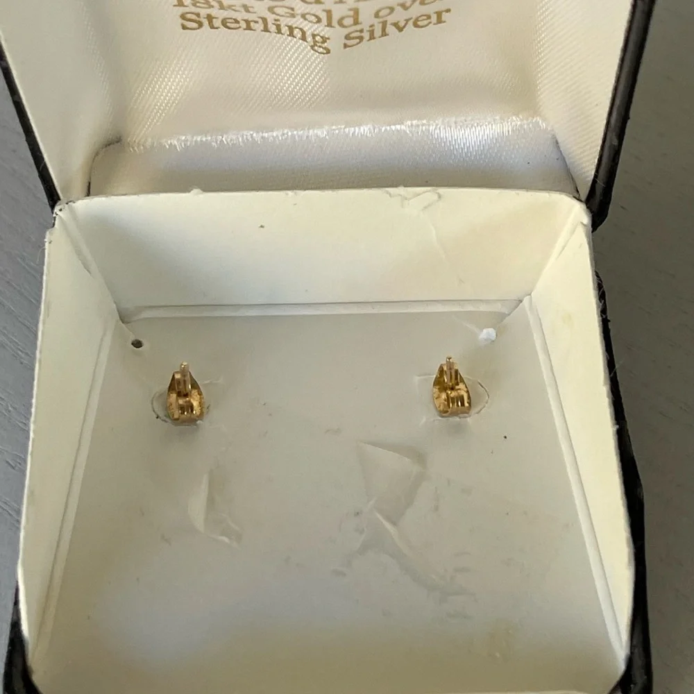 18K Gold Amethyst Earrings over Sterling Silver with Diamond Baguette CZ Stones